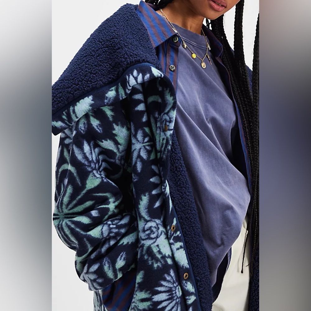 New Free People This Love Cardi Blue Sky Oversized Coat Parka Jacket sz XL - Picture 6 of 11